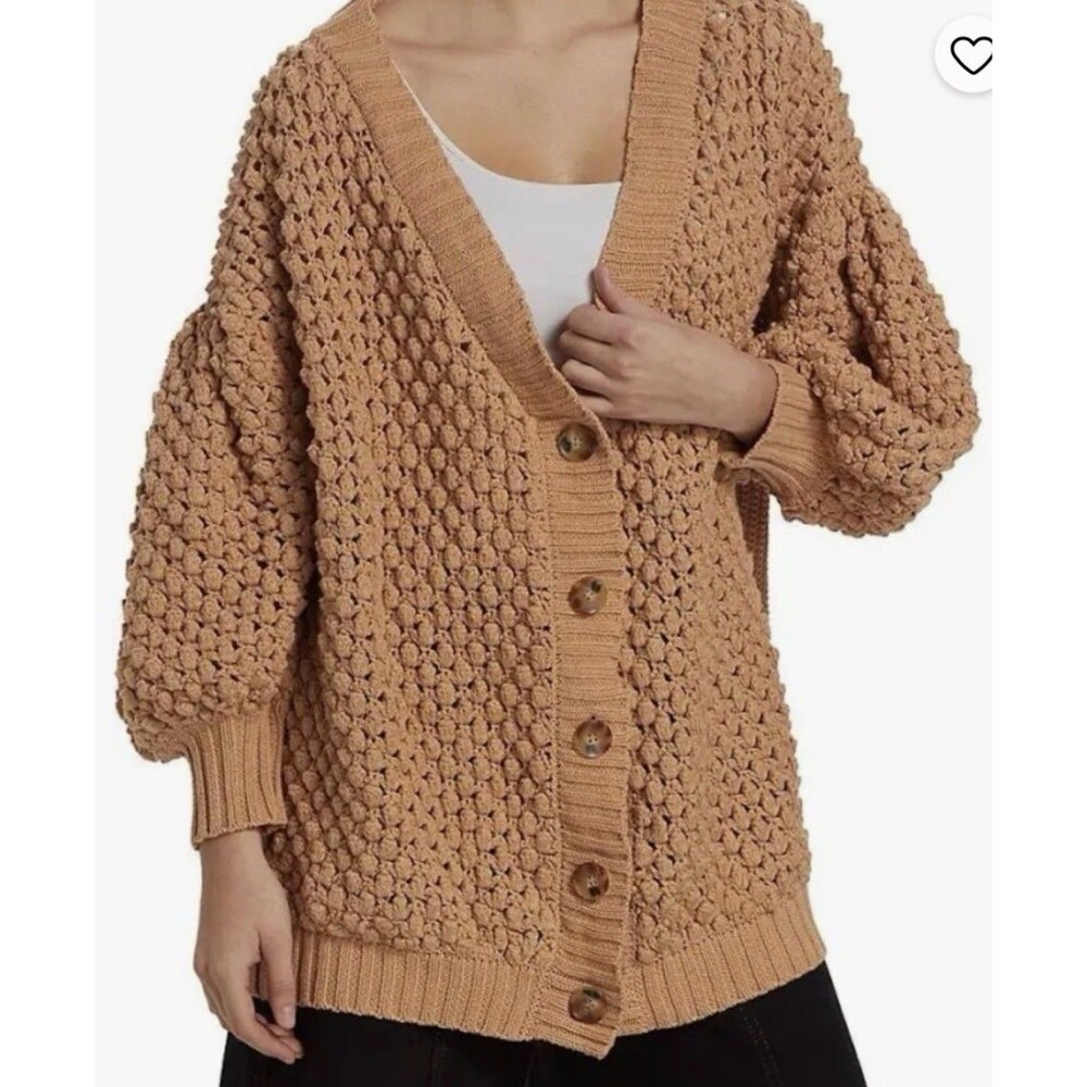 Farm Rio Large Cable Knit Carmel Cardigan Size Large